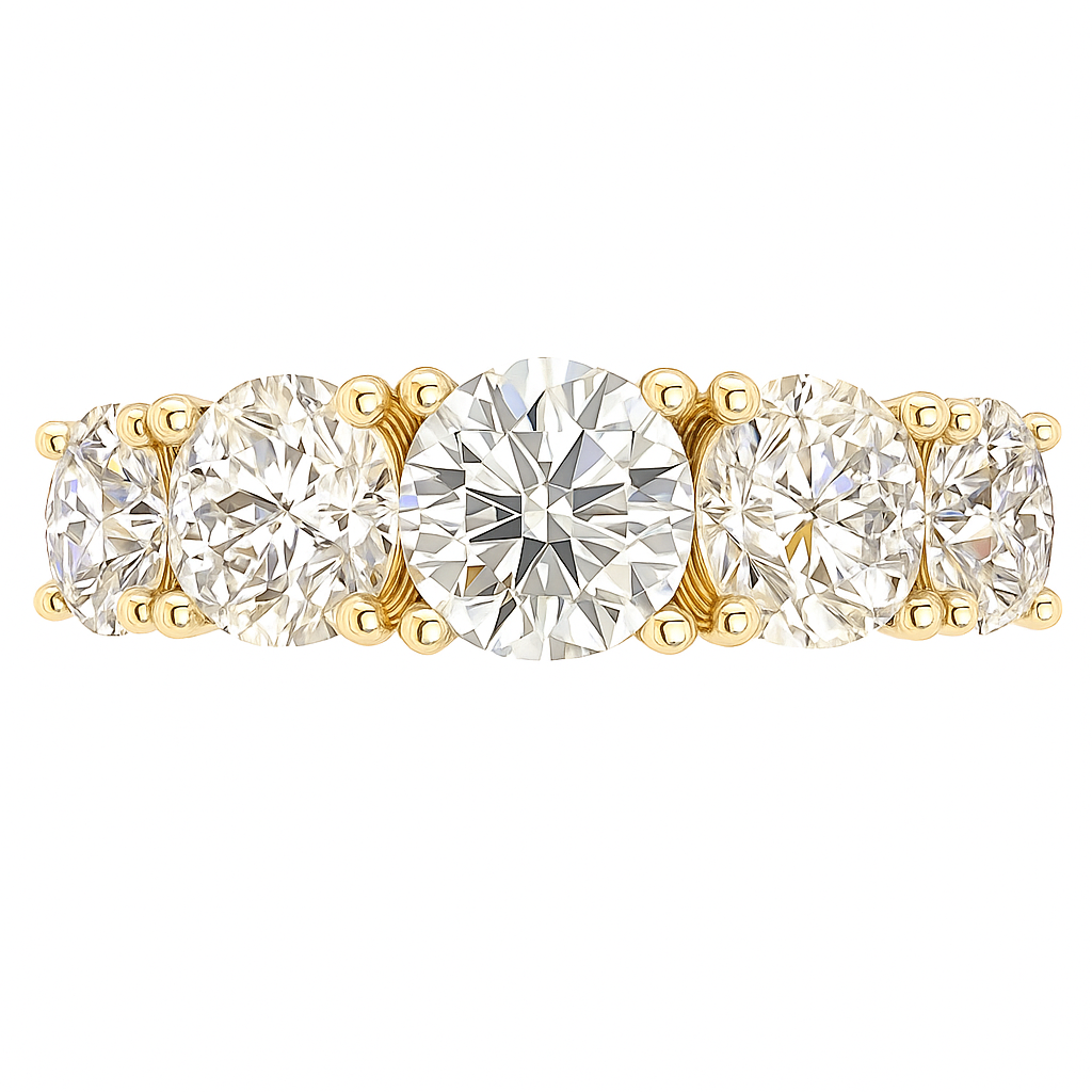 Five-Stone Diamond Band – 14K Solid Gold (SI–G/H Minimum)