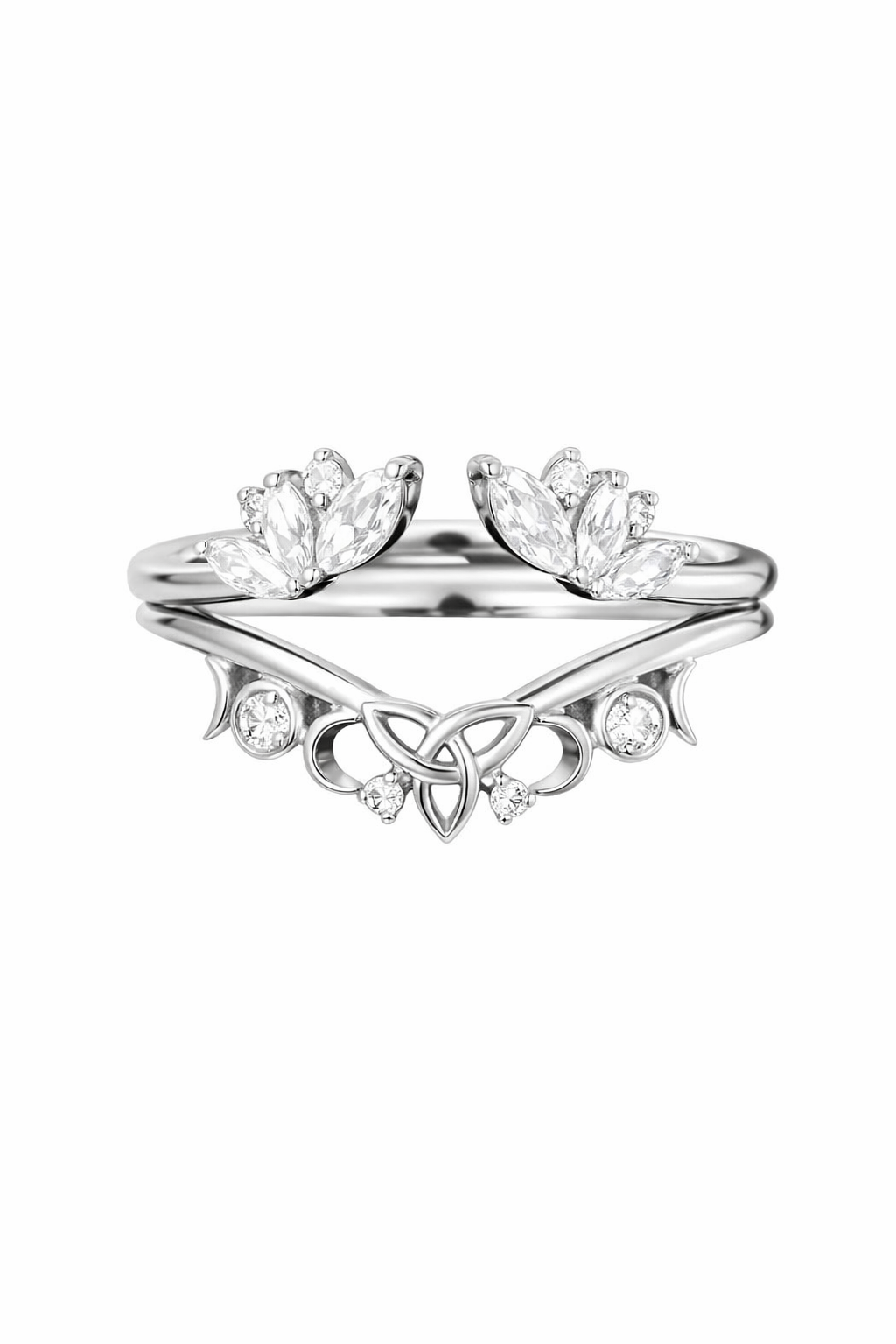 925 sterling silver Delicate Set of Open Ring and Celtic Knot Ring Norse Viking ring - GEMPARA