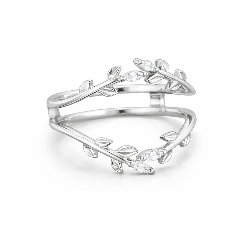 925 sterling silver Marquise Moissanite Double Curved Wedding band - GEMPARA