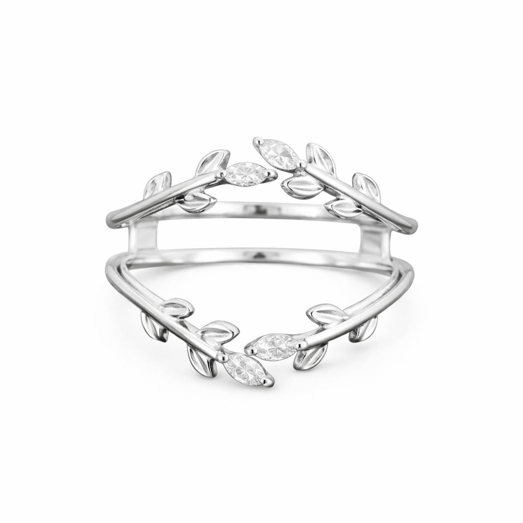 925 sterling silver Marquise Moissanite Double Curved Wedding band - GEMPARA