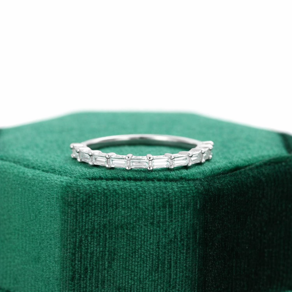 925 sterling silver Vintage Baguette Cut Ring Moissanite Ring - GEMPARA