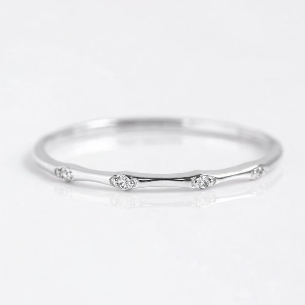 925 sterling silver Dainty Moissanite Stacking Ring - GEMPARA