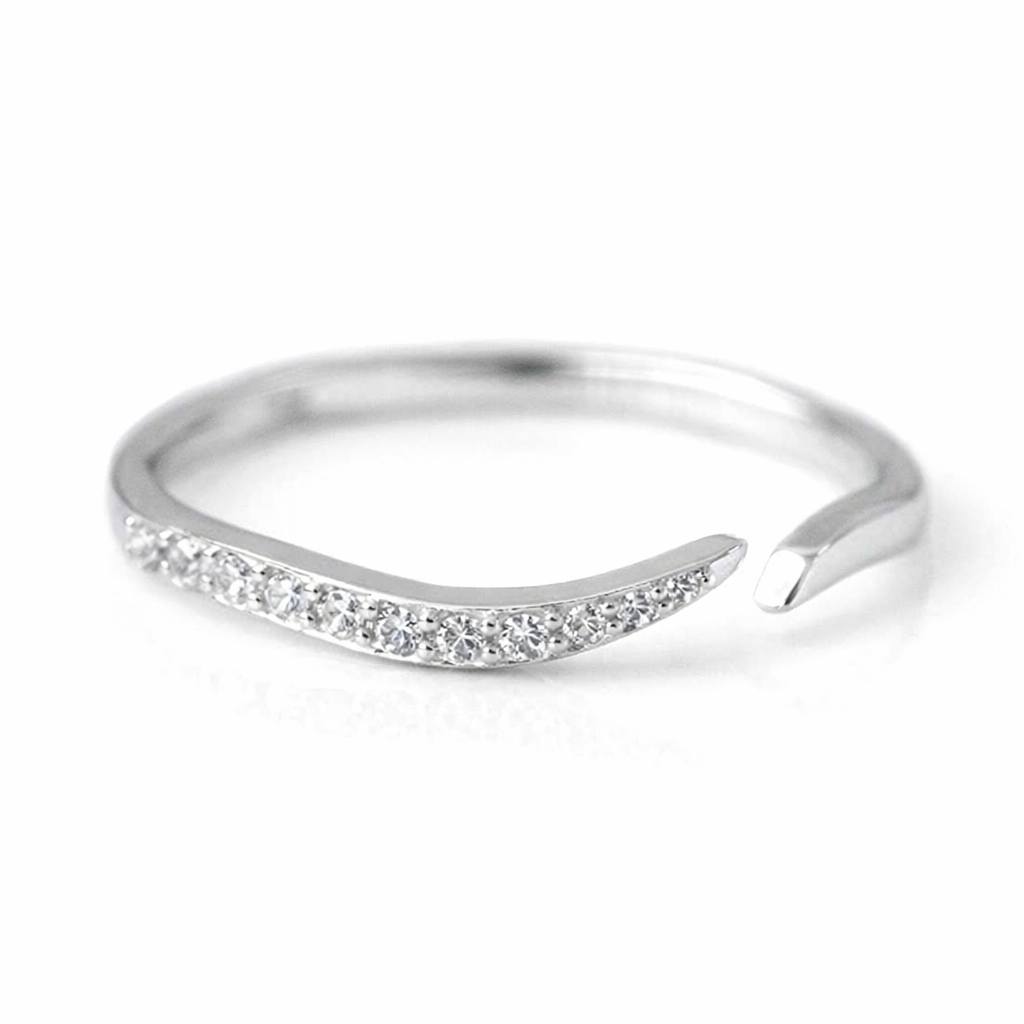 925 sterling silver Open Dainty Moissanite Stacking Ring - GEMPARA