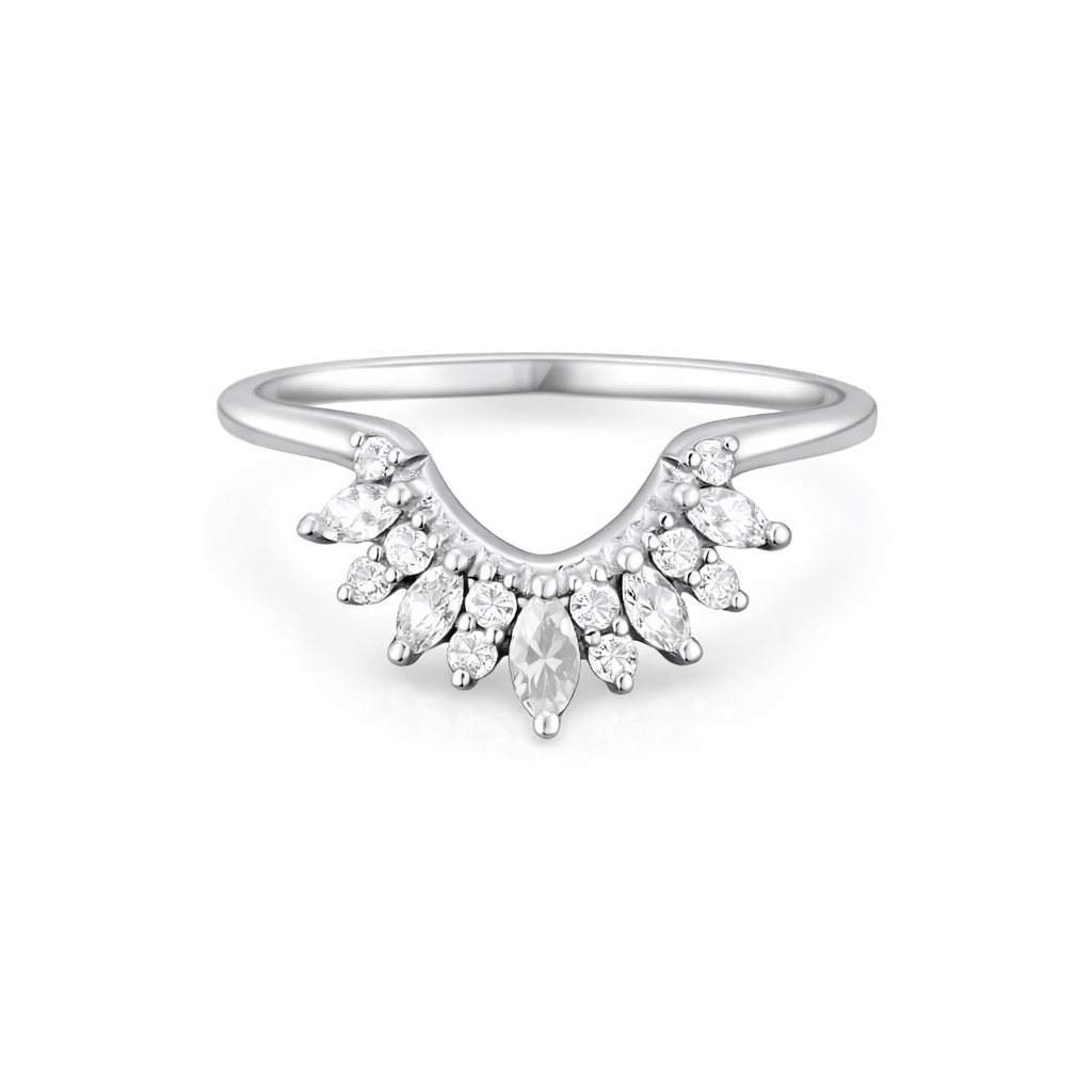 925 sterling silver Marquise cut Moissanite Ring - GEMPARA