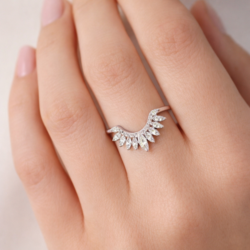 925 sterling silver Marquise cut Moissanite Ring - GEMPARA