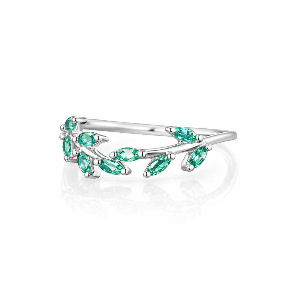 Marquise emerald wedding band 925 sterling silver - GEMPARA
