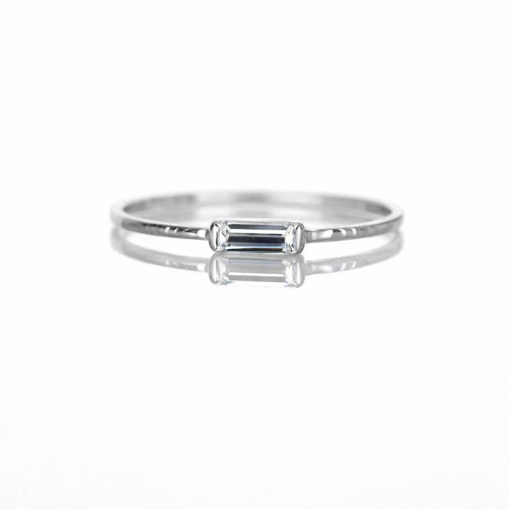 Moissanite Baguette Wedding Band- 925 Sterling Silver - GEMPARA