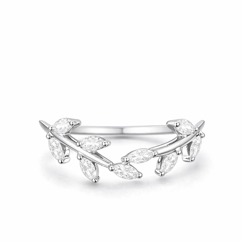 925 Sterling Silver Marquise moissanite wedding band - GEMPARA