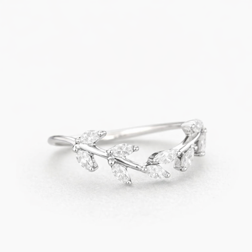 925 Sterling Silver Marquise moissanite wedding band - GEMPARA