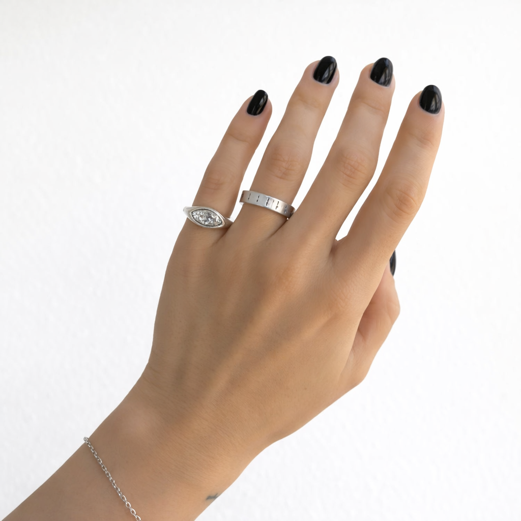 925 Sterling Silver Pinky Marquise moissanite ring - GEMPARA