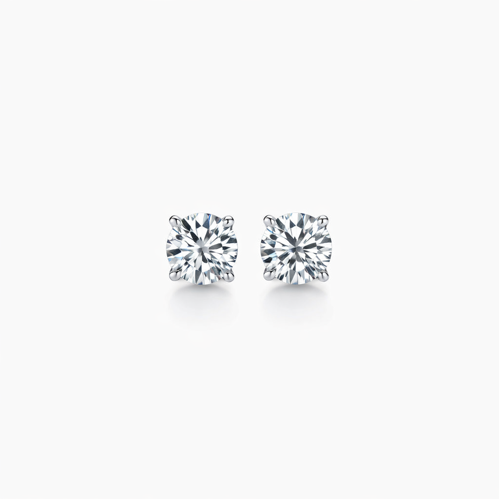 925 Sterling silver Four-Prong Moissanite Stud Earrings - GEMPARA