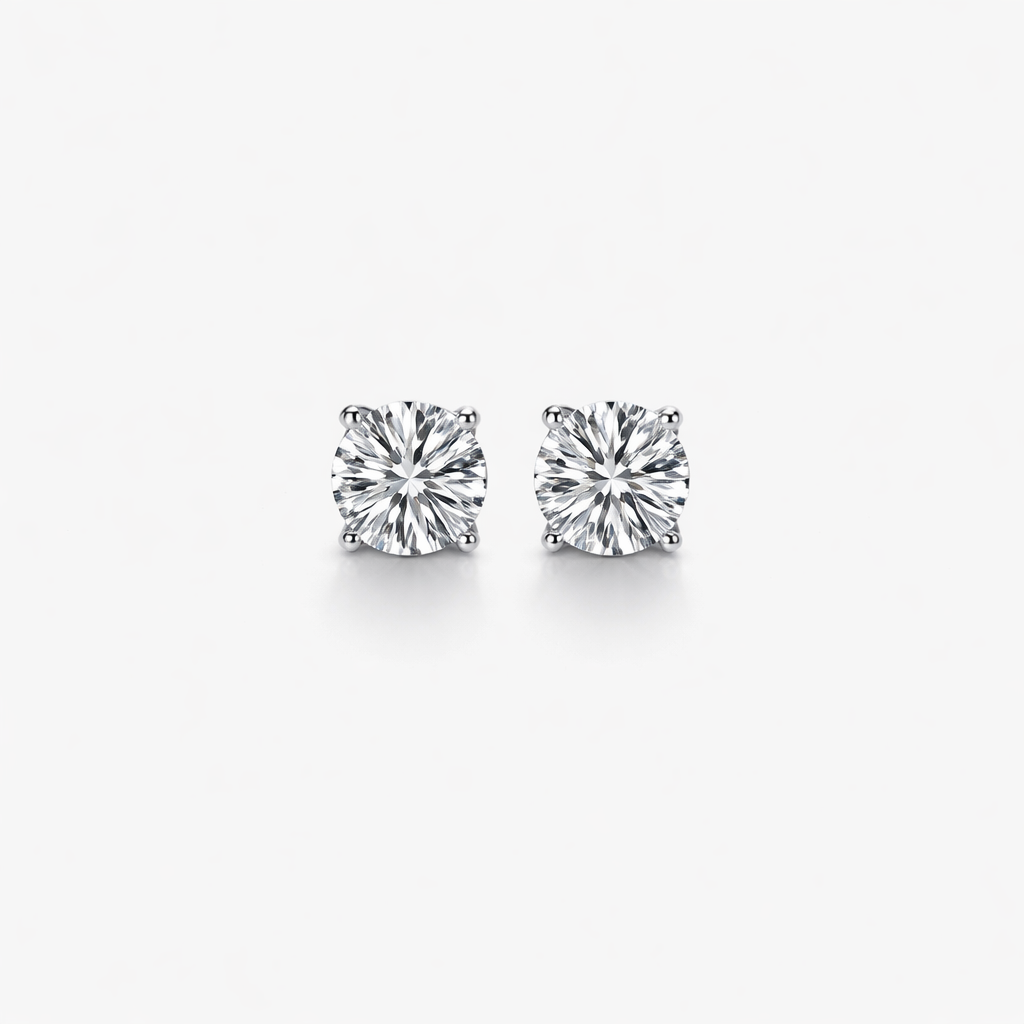 925 Sterling silver Four-Prong Moissanite Stud Earrings - GEMPARA