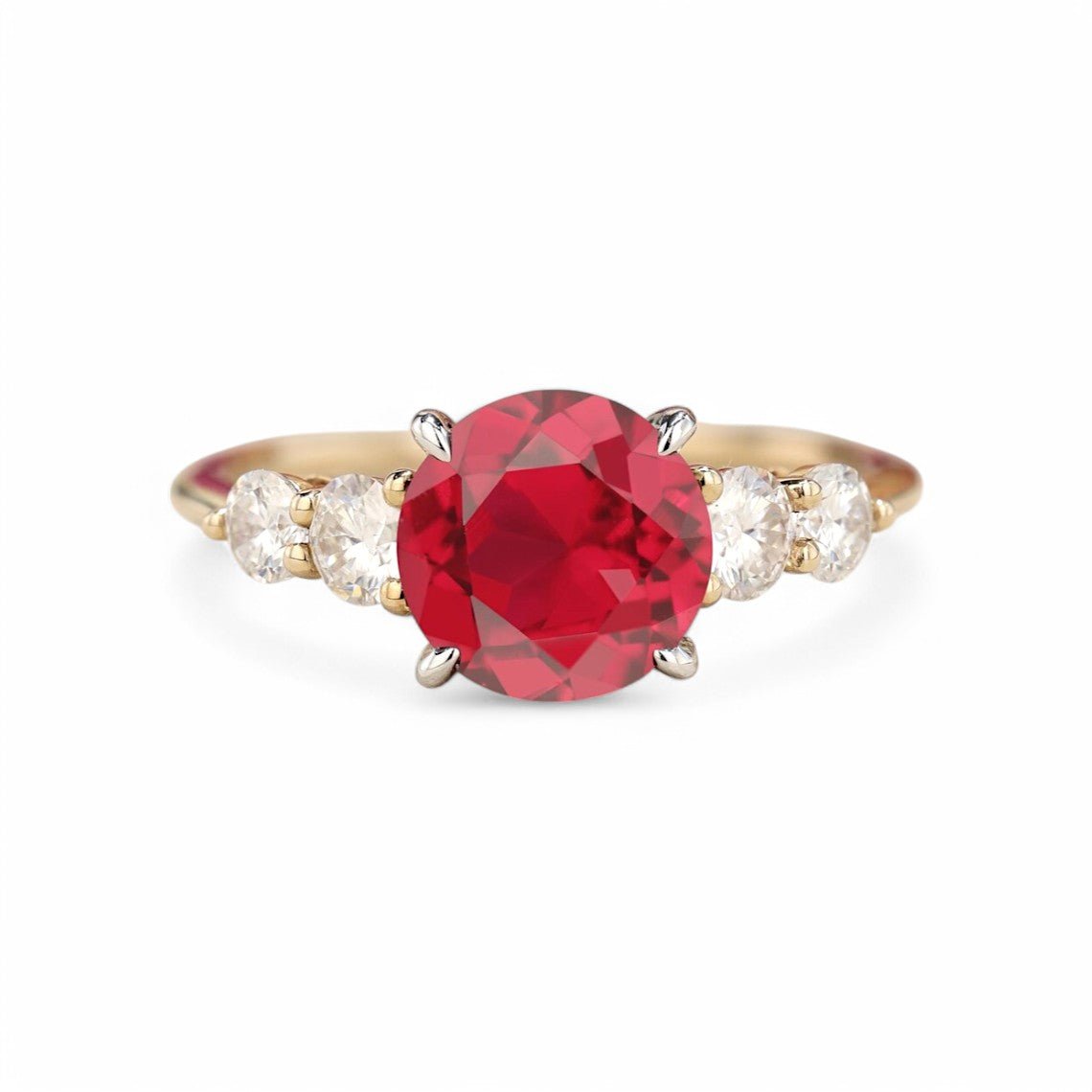 2.20CT Round cut Lab Ruby Two tone Ring - GEMPARA