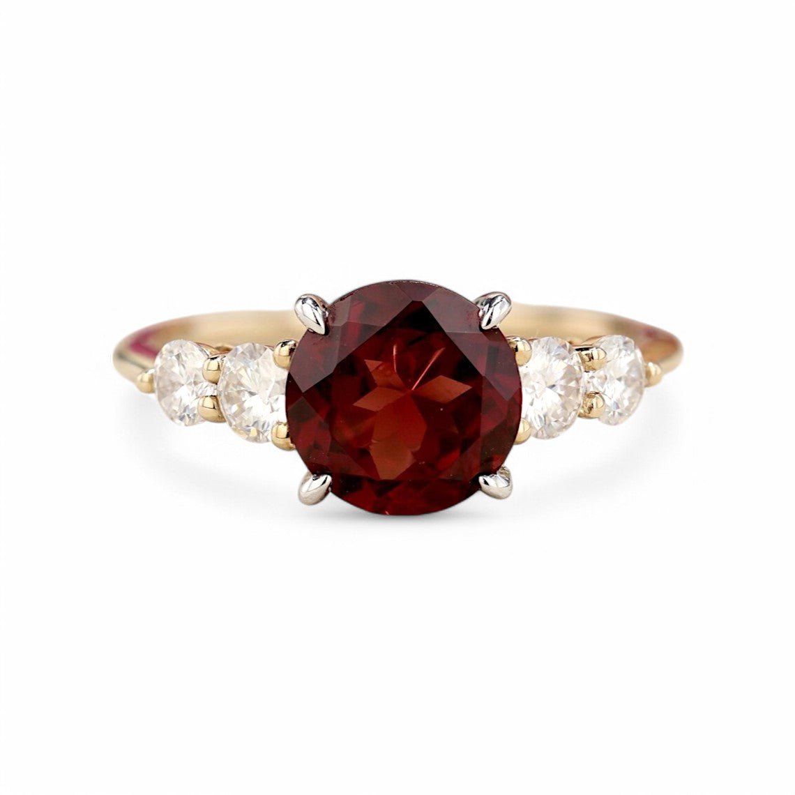 2.20CT Round Garnet Two Tone Ring - GEMPARA