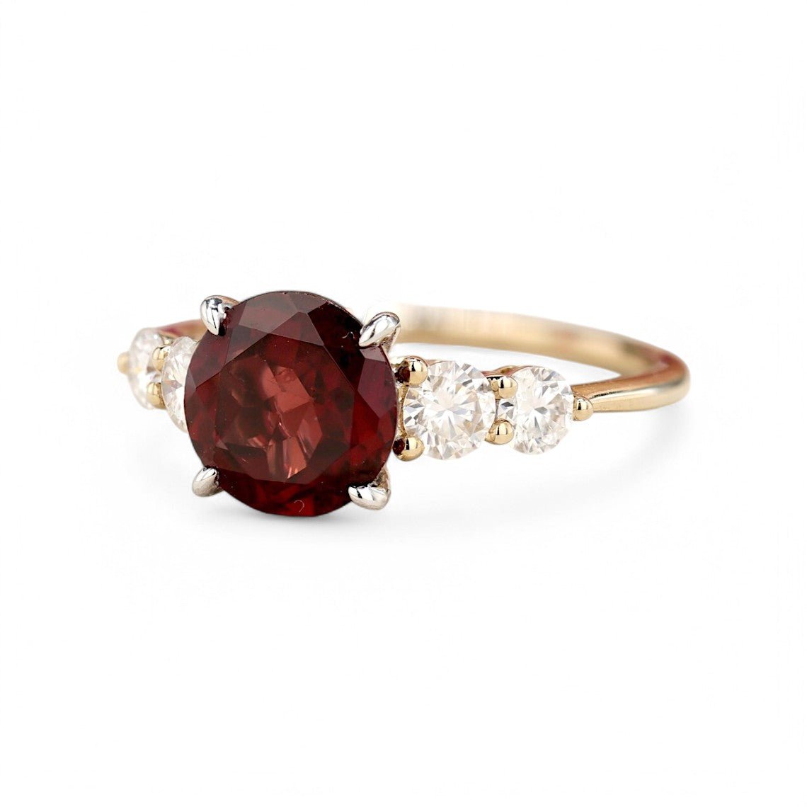 2.20CT Round Garnet Two Tone Ring - GEMPARA