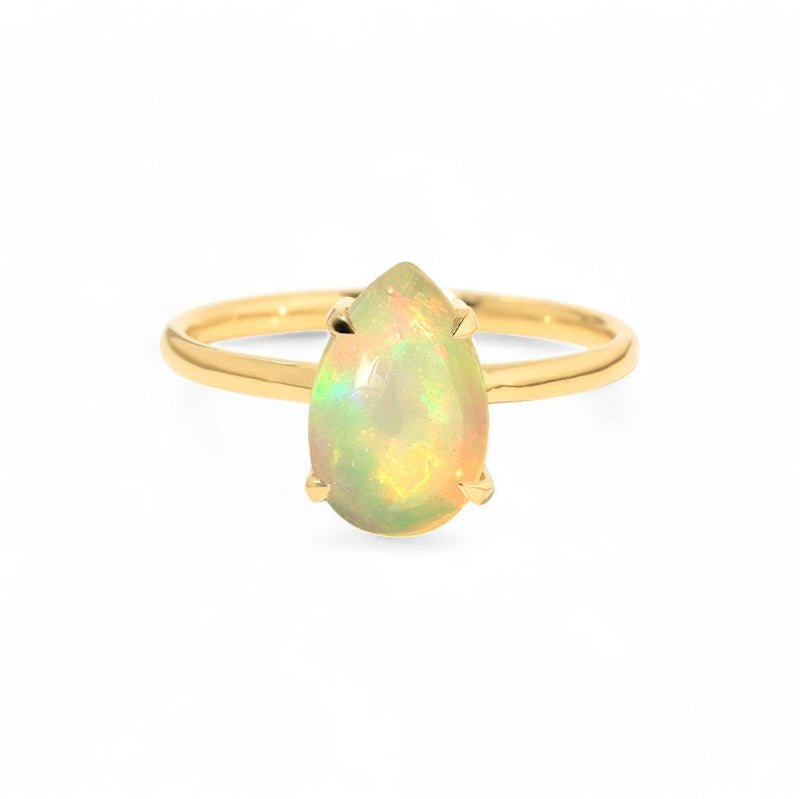 2.25CT Pear cut Opal Solitaire Ring - GEMPARA