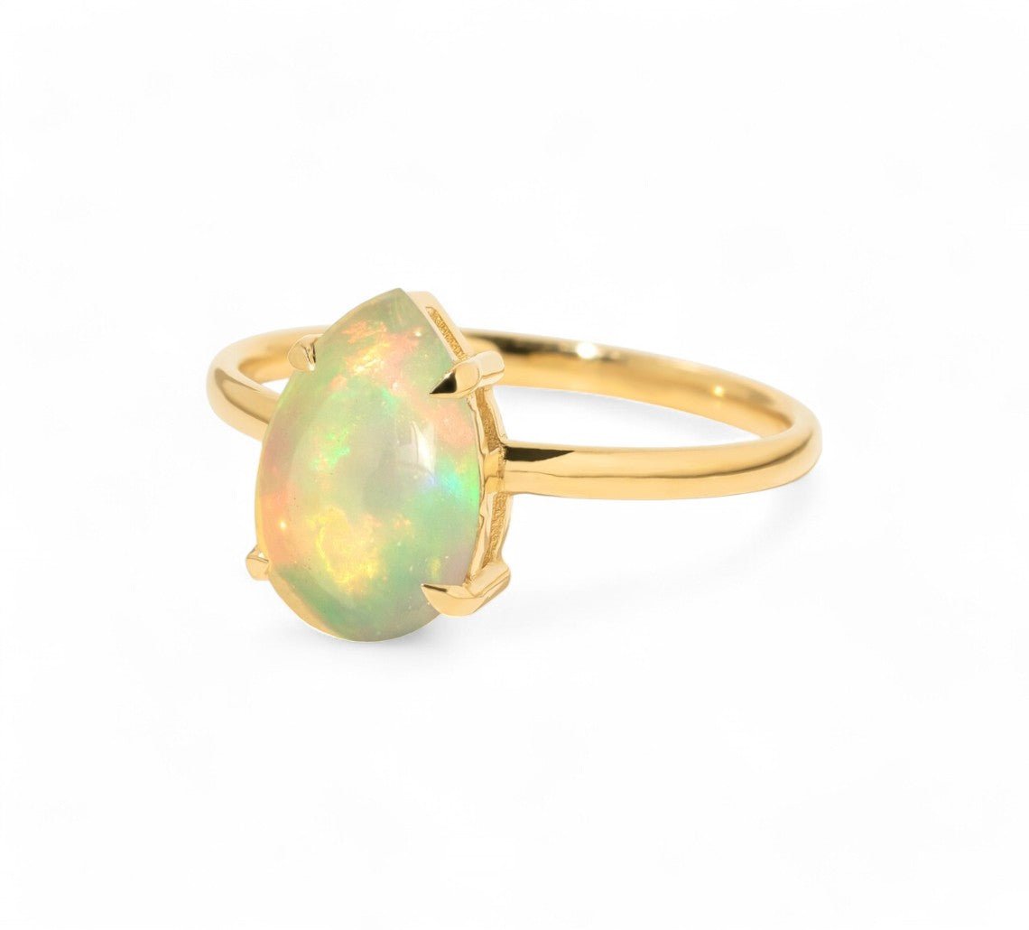 2.25CT Pear cut Opal Solitaire Ring - GEMPARA