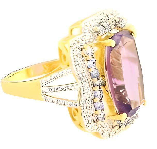 2Ct Elongated Amethyst and Tanzanite Cushion Cut Ring - GEMPARA