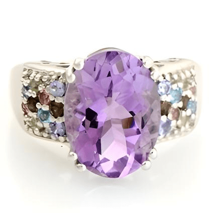 2CT Amethyst Multi Stone Ring - GEMPARA