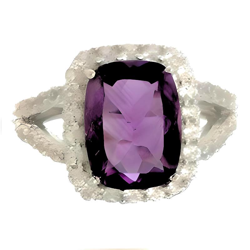 2CT Cushion Amethyst Ring - GEMPARA