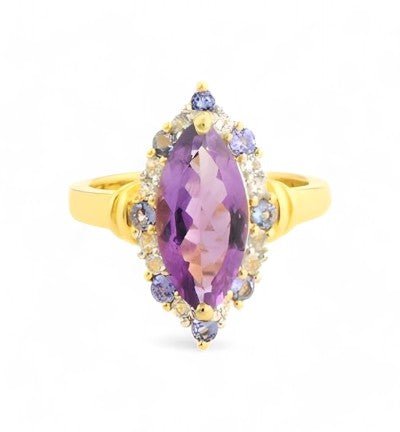 2CT Marquise Amethyst and Tanzanite Ring - GEMPARA