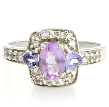 2CT Oval Amethyst and Tanzanite Ring - GEMPARA