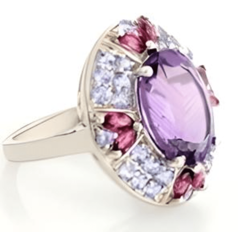 Oval Amethyst Carnation Cluster Ring - GEMPARA