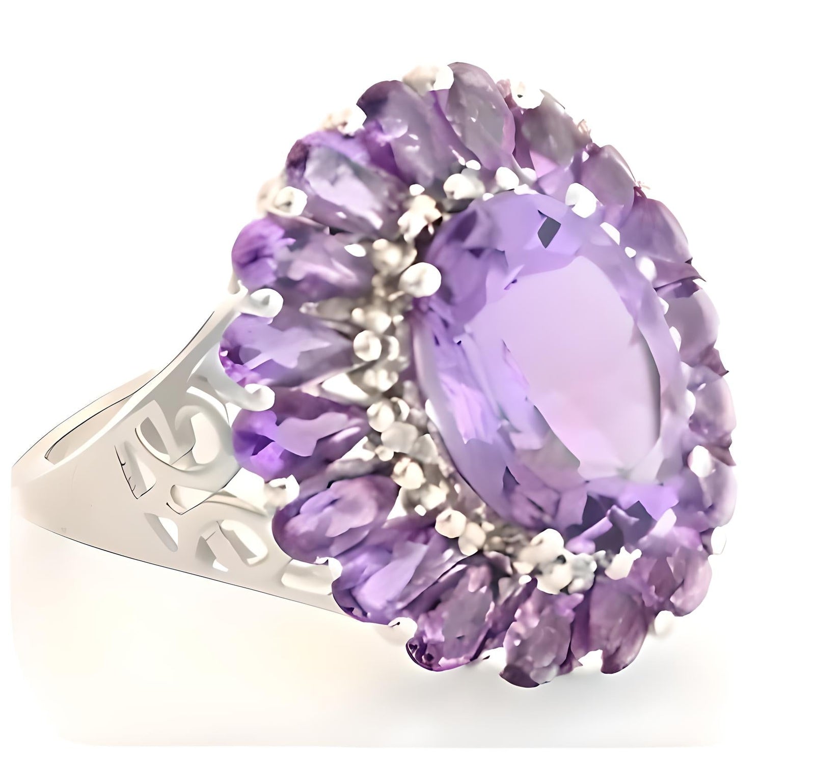 2CT Oval Amethyst Floral Ring - GEMPARA