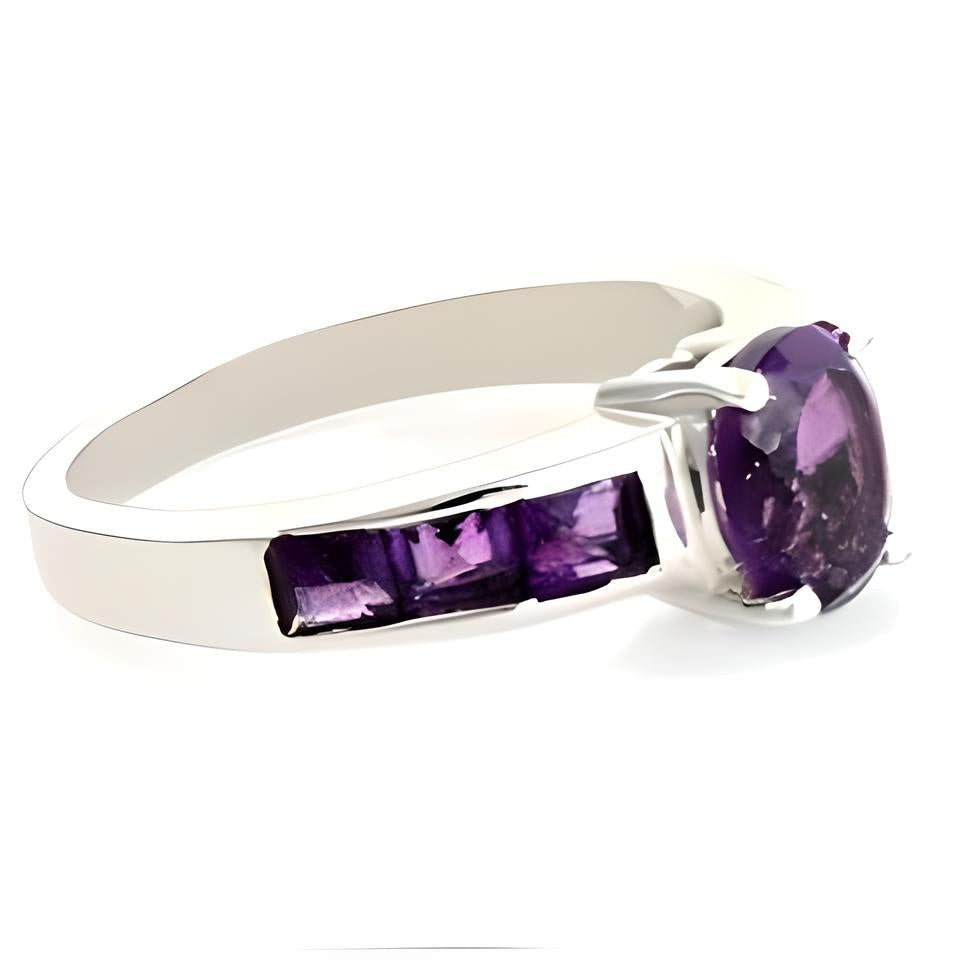2CT Oval Channel Set Amethyst Ring - GEMPARA