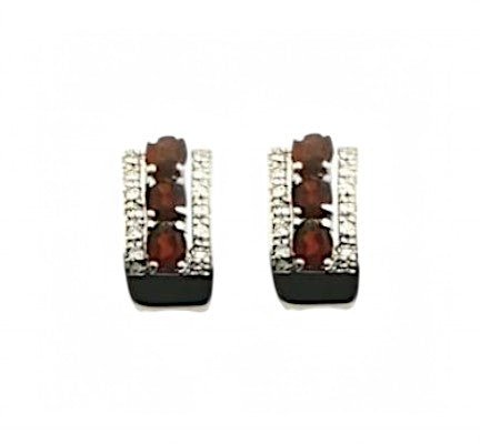 2CT Oval Garnet Hoops - GEMPARA