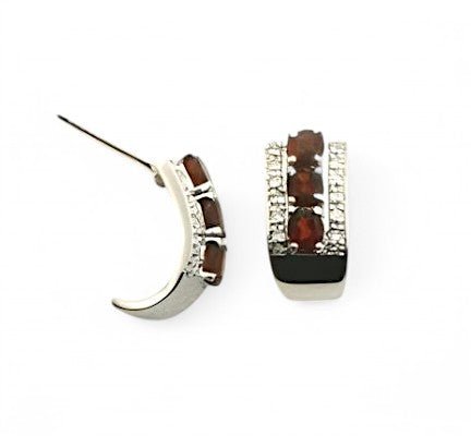 2CT Oval Garnet Hoops - GEMPARA