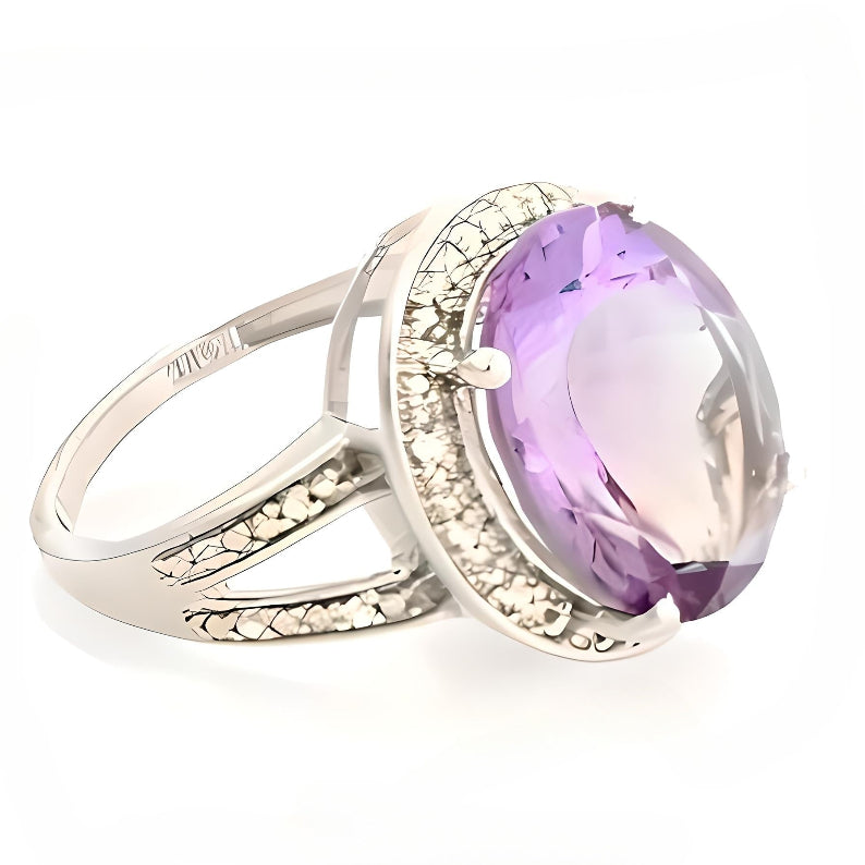 2CT Oval Halo Amethyst Ring - GEMPARA