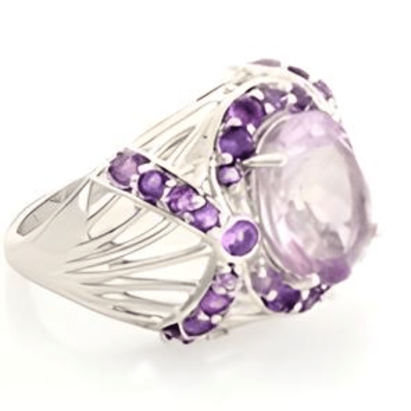 2CT Oval Pink Amethyst Cluster Ring - GEMPARA