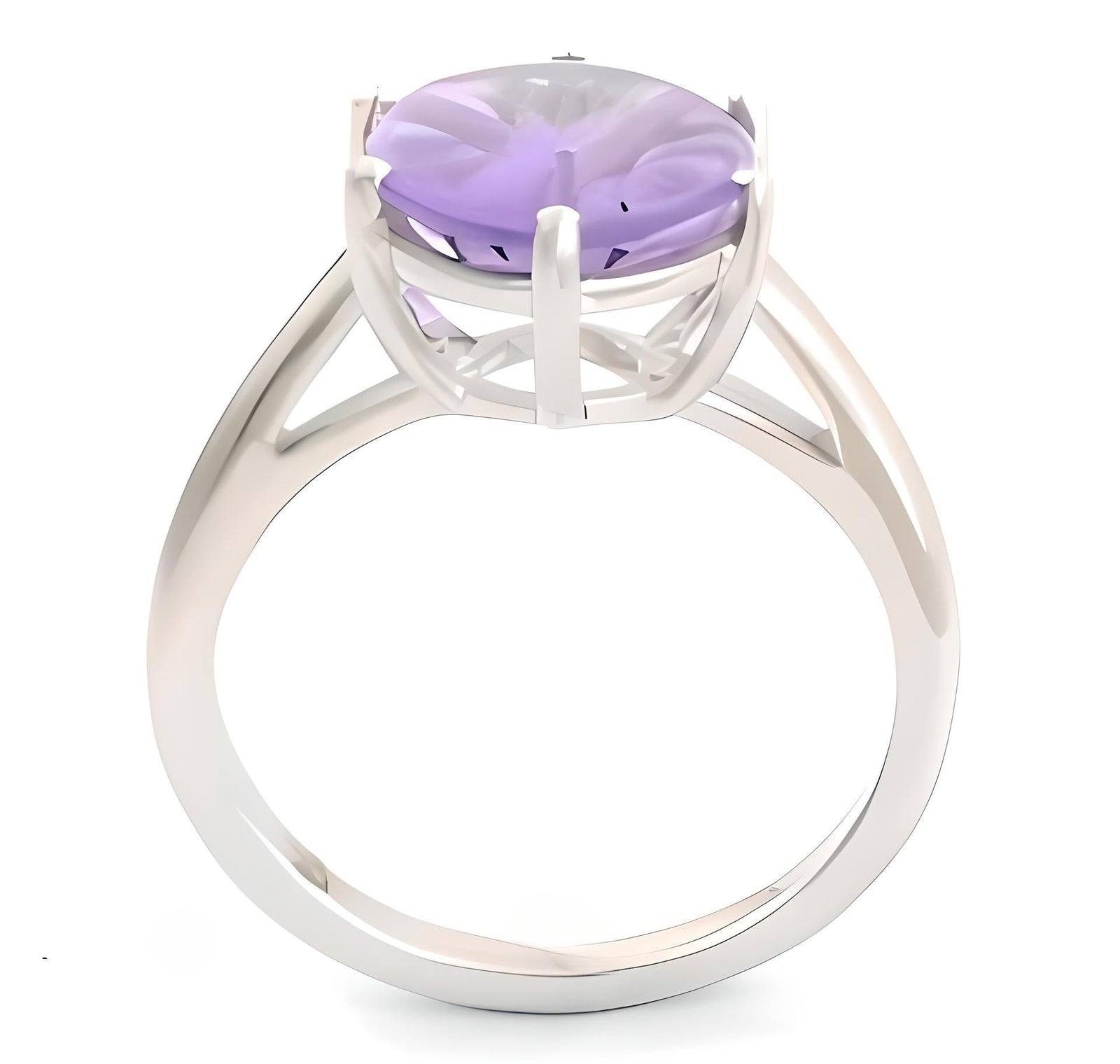 2CT Oval Solitaire Amethyst Ring - GEMPARA