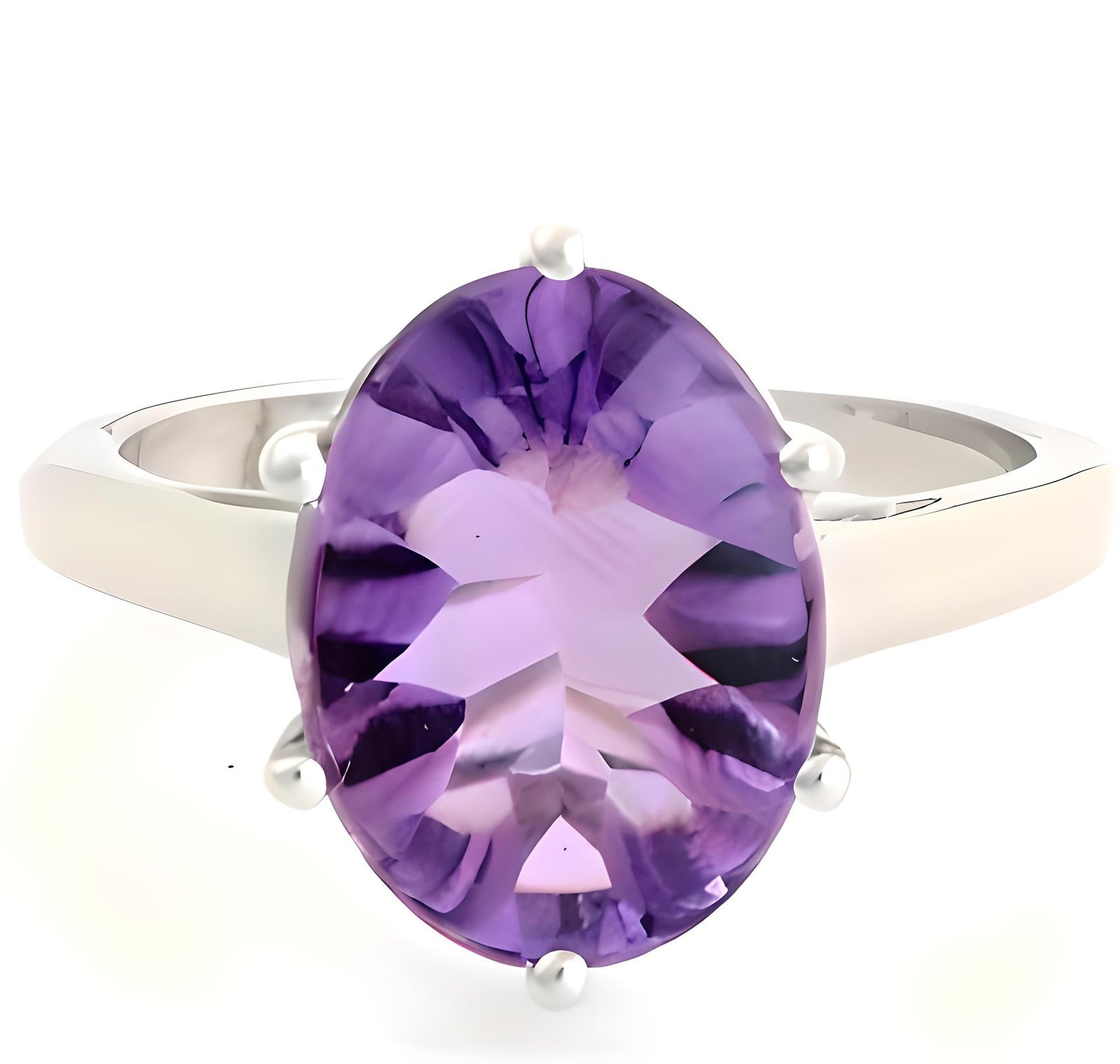 2CT Oval Solitaire Amethyst Ring - GEMPARA