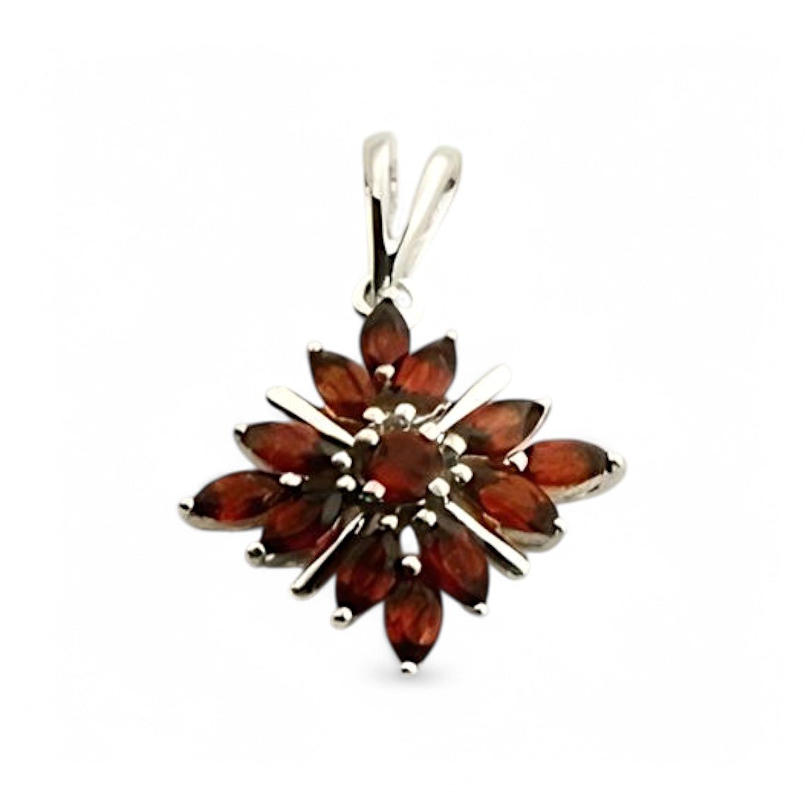 2CT Red Garnet Marquise Cluster Pendent - GEMPARA