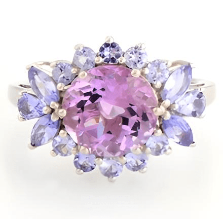 2CT Round Amethyst and Tanzanite Cluster Ring - GEMPARA