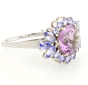 2CT Round Amethyst and Tanzanite Cluster Ring - GEMPARA