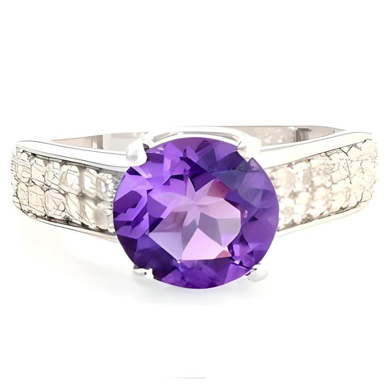 2CT Round Amethyst Ring - GEMPARA