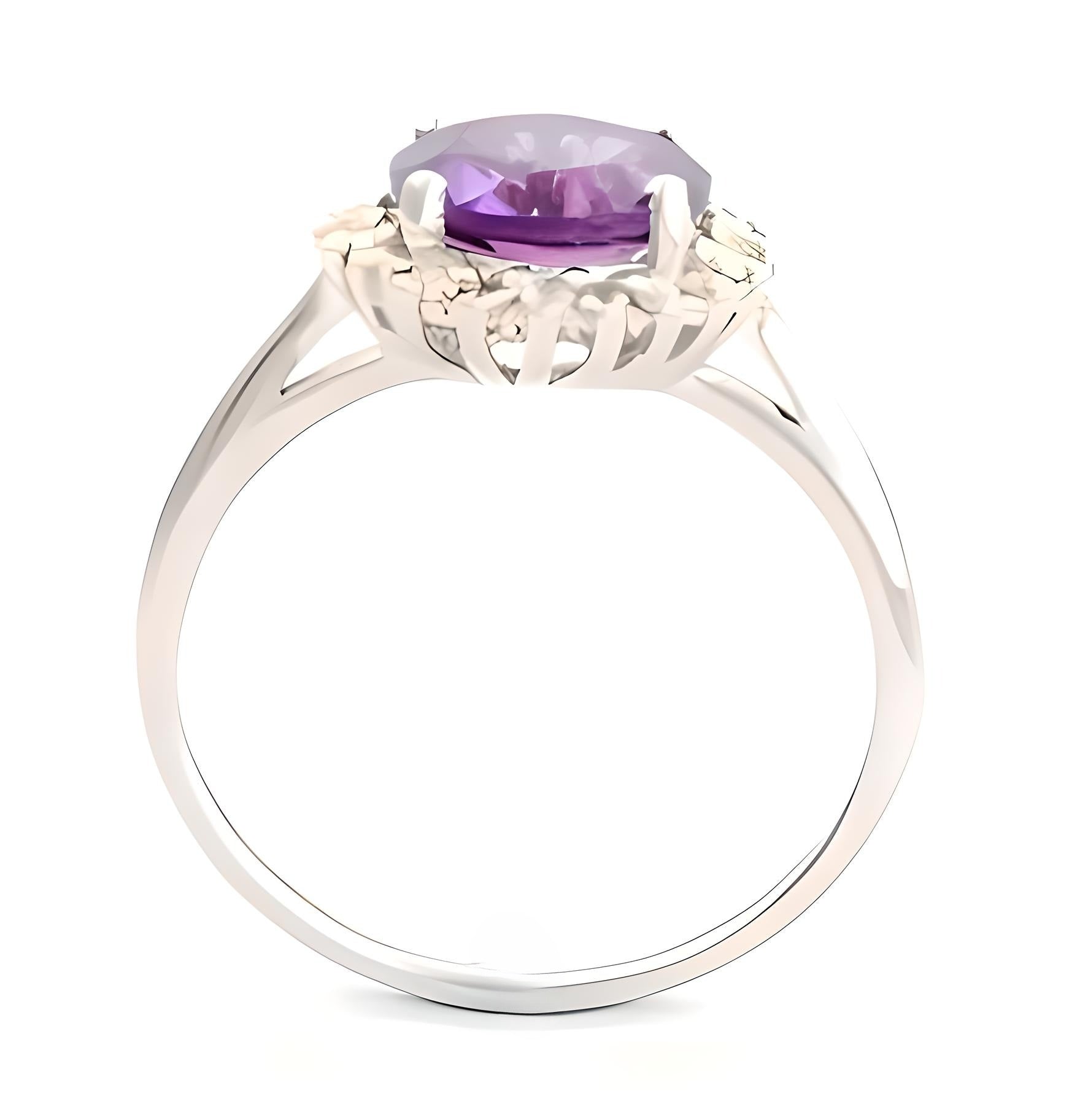 2CT Round Halo Amethyst Ring - GEMPARA