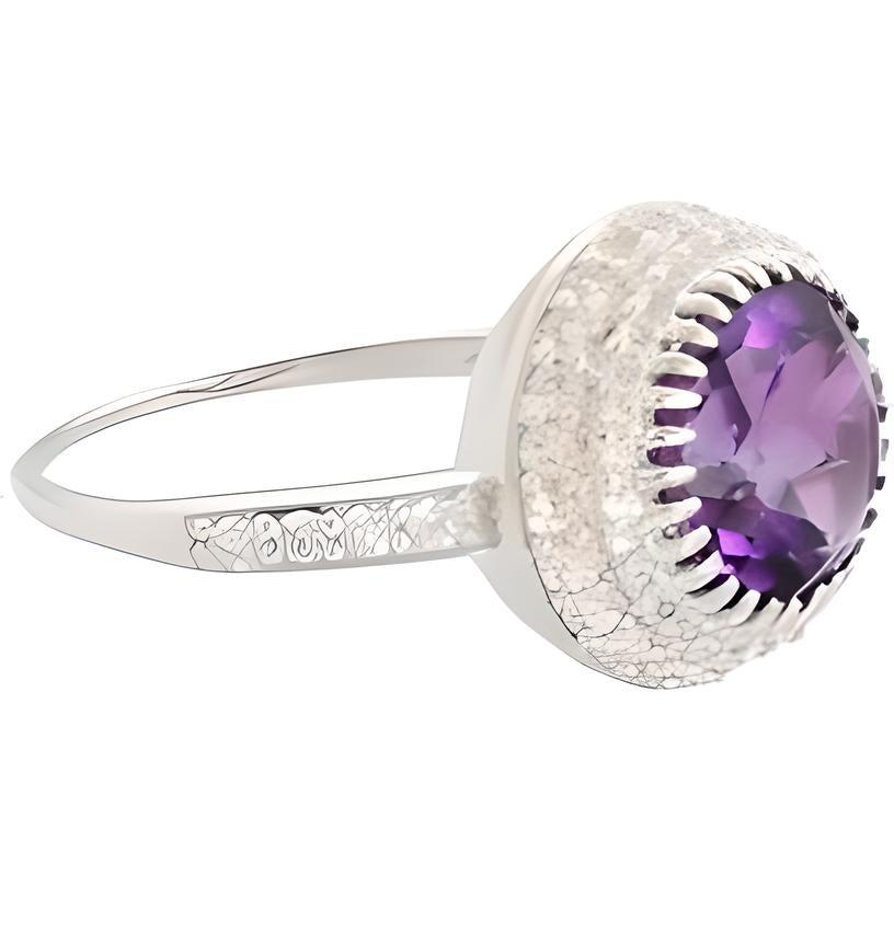 2CT Round Halo Amethyst Ring - GEMPARA