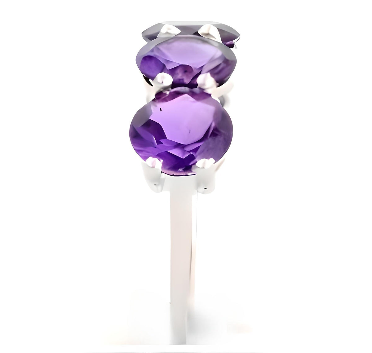 2CT Round Three Stone Amethyst Ring - GEMPARA