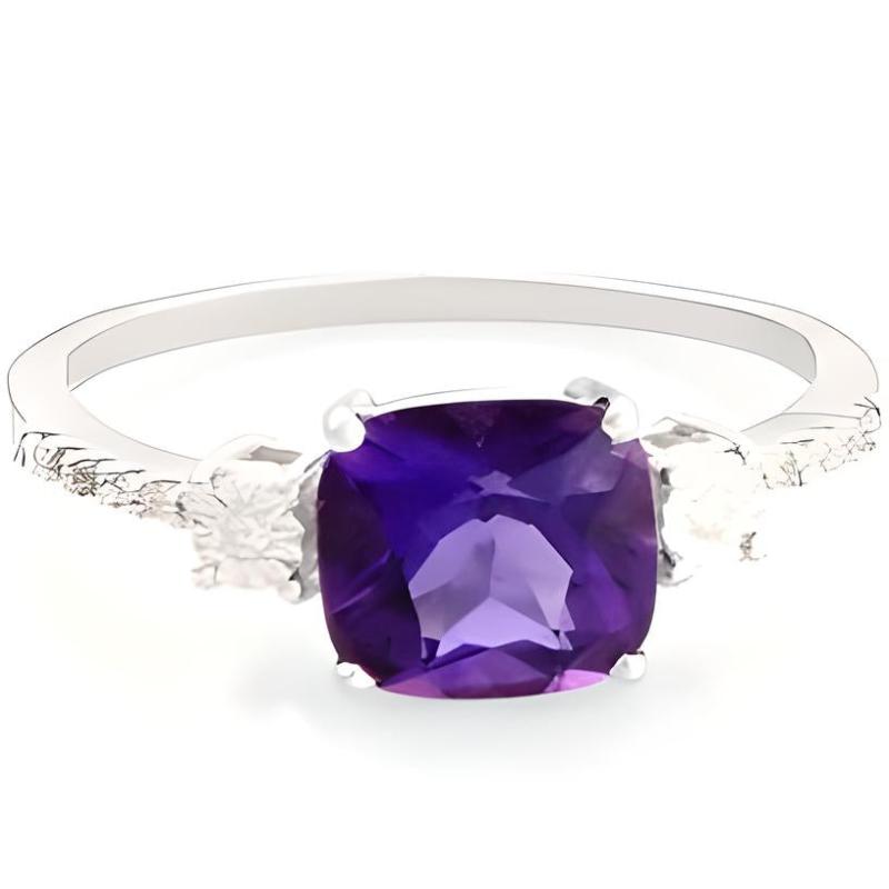 3.50 CT Cushion Cut Amethyst Ring - GEMPARA