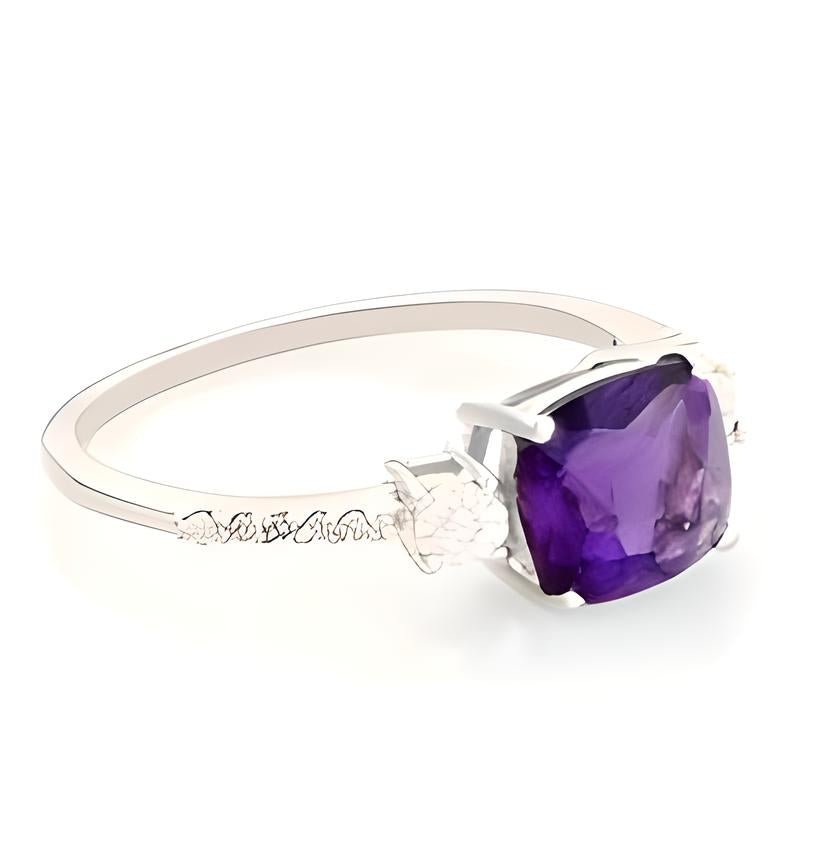 3.50 CT Cushion Cut Amethyst Ring - GEMPARA