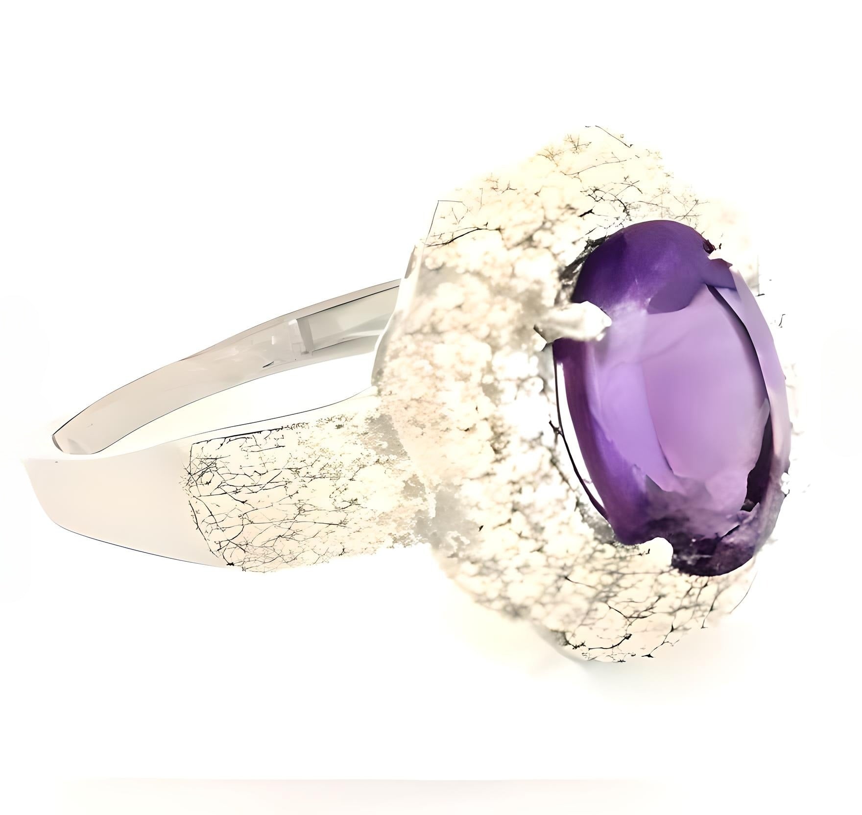 3CT Oval Amethyst Cluster Ring - GEMPARA