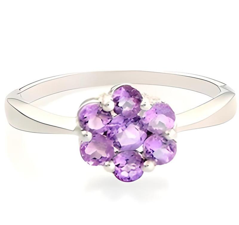 3CT Round Amethyst Flower Ring - GEMPARA