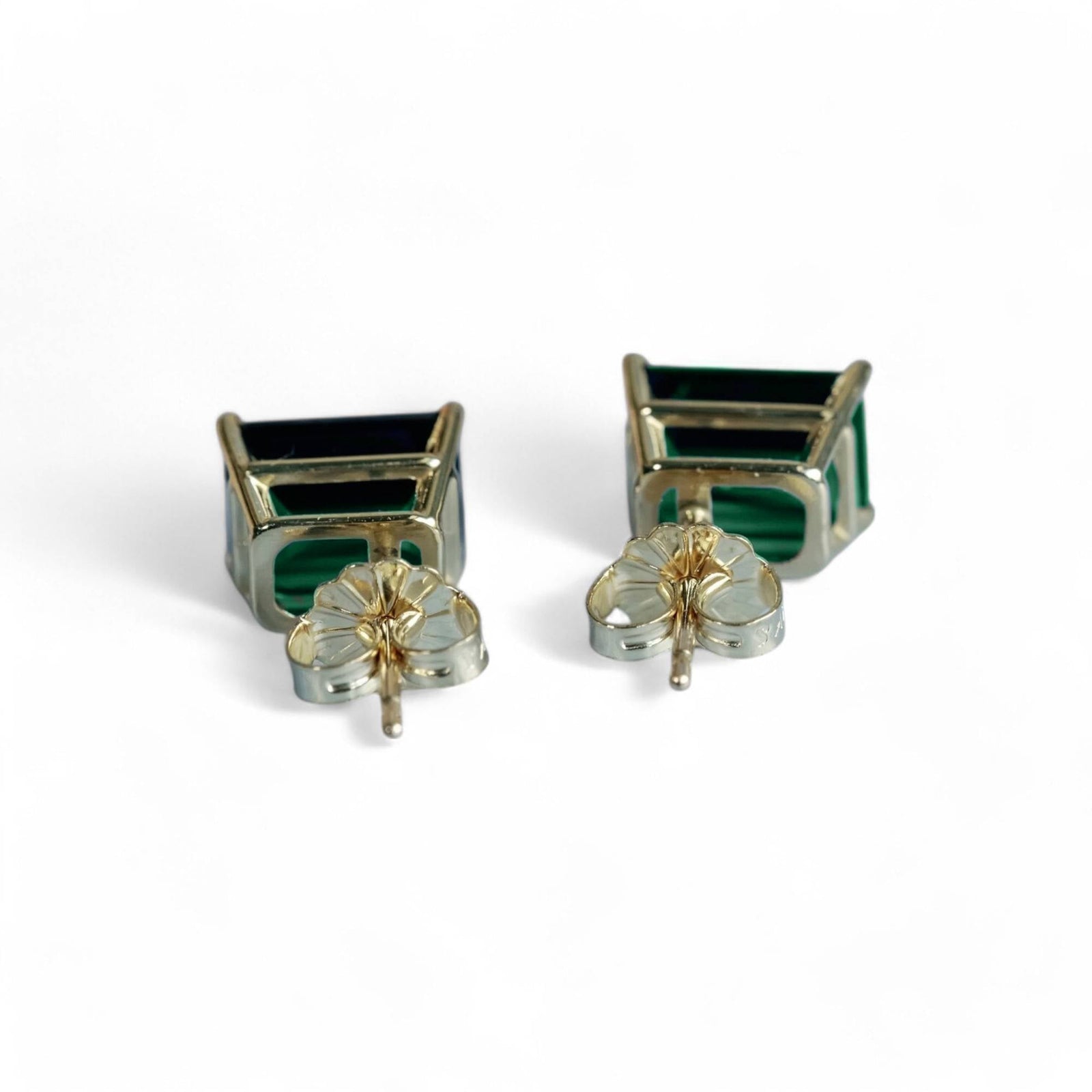 4CT Emerald cut Emerald Studs - GEMPARA