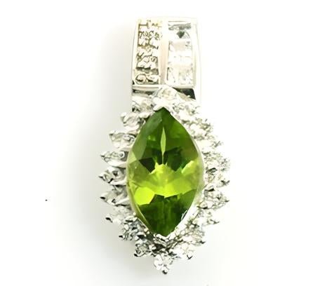 4CT Marquise Peridot & White Topaz Pendant - GEMPARA