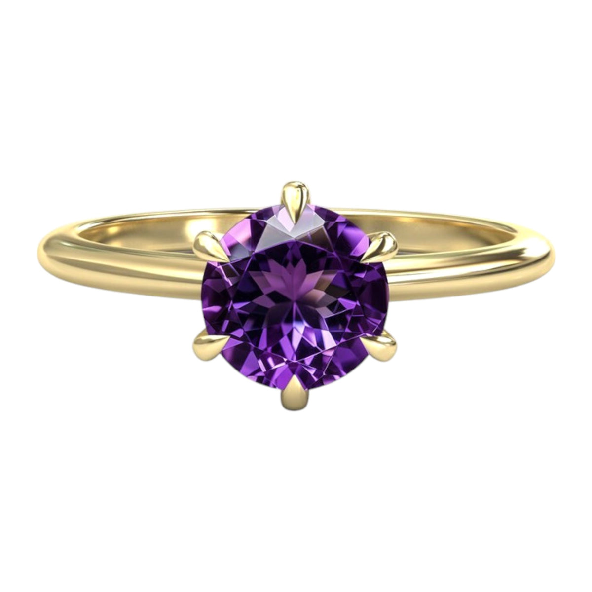 1.13CT Round Amethyst Solitaire Ring - GEMPARA