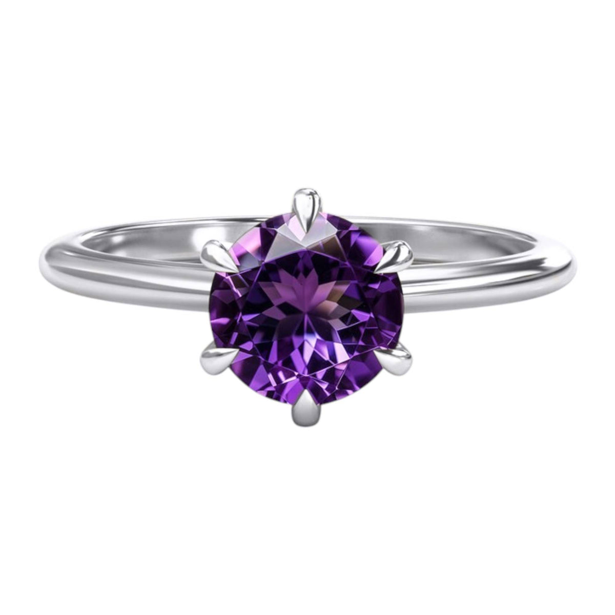 1.13CT Round Amethyst Solitaire Ring - GEMPARA